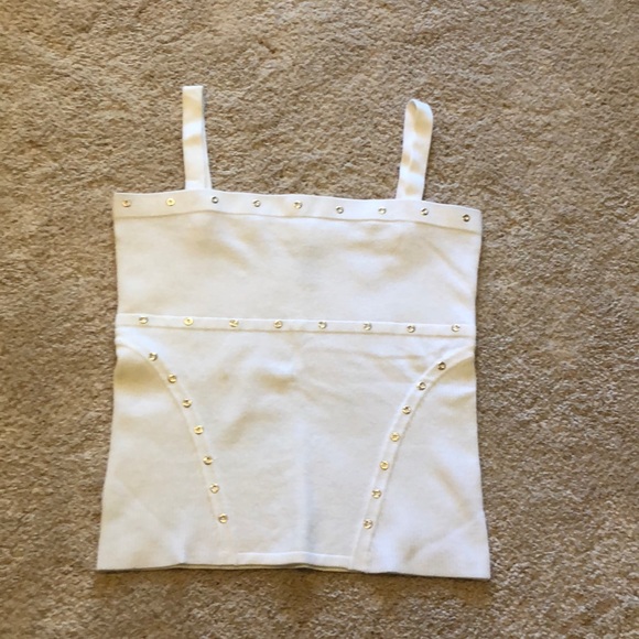 Cache White Tube Top with Gold Embellishments - Picture 2 of 9
